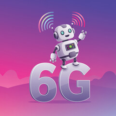 A cartoon robot stands atop the number 