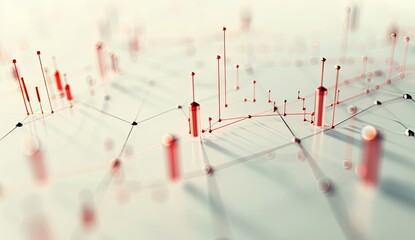 Abstract 3D rendering of a network with red data points and connecting lines, suggesting data visualization or connectivity