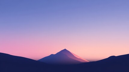 Abstract mountain silhouette with smooth gradient colors in modern minimal design, soft pastel landscape background, contemporary aesthetic template for wallpapers and digital decoration concepts