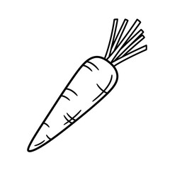 Halloweenfruitssingleicon outline of a carrot isolated on white background for coloring and drawing