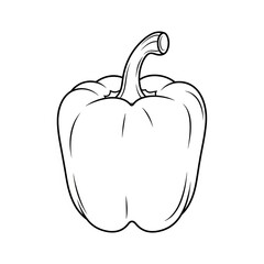 Halloweenfruitssingleicon outline drawing of a bell pepper isolated on white background, simple design