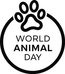 Fototapeta premium Vector art of paw print with text World Animal Day
