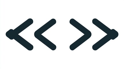 Obraz premium A sequence of four bold, dark-blue arrows; two pointing left, two right, suggesting navigation or a cyclical process