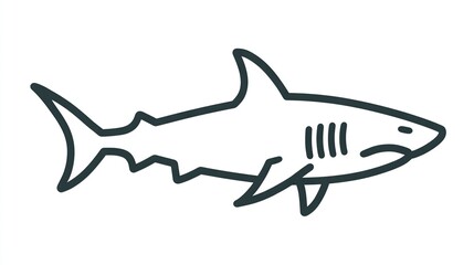 Simple black outline drawing of a shark