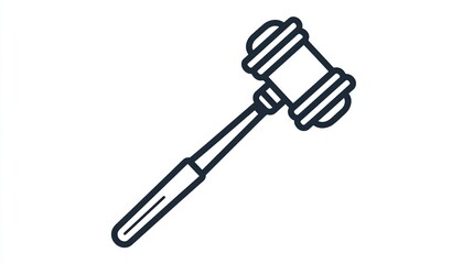 Simple, black outline of a gavel