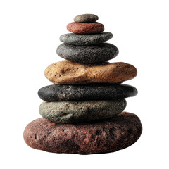 Stacked Stone Cairn: A meticulously balanced cairn of smooth stones showcases a tranquil scene of equilibrium and the meditative art of balance in nature.
