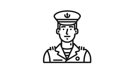 Simple black line art of a sailor's head and shoulders