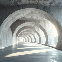 Architectural marvels futuristic concrete tunnel modern city photographic art bright lighting wide perspective