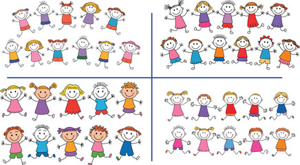 set of happy kids