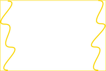Yellow Wavy Border on White Background | Simple Abstract Frame for Design Elements, Certificates, Banners and Creative Projects
