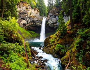Waterfall in Lush Forest (2)