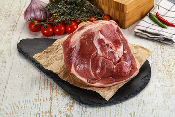 Raw pork knuckle for cooking