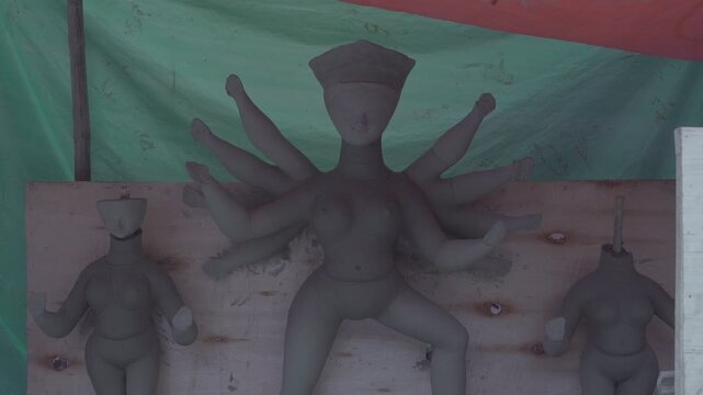 Ma Durga is being making in using clay in kumartuli kolkata 
