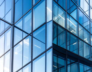 Modern architectural design urban area building facade contemporary style low angle glass and steel structure