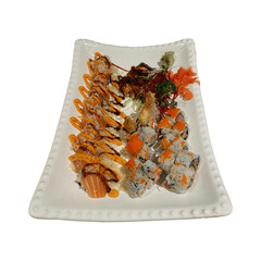 Sushi beautiful tasty photography with varieties of fish and Japanese food