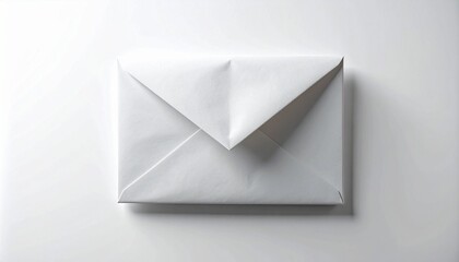 Elegant White Envelope on a Plain White Background, Perfect for Correspondence