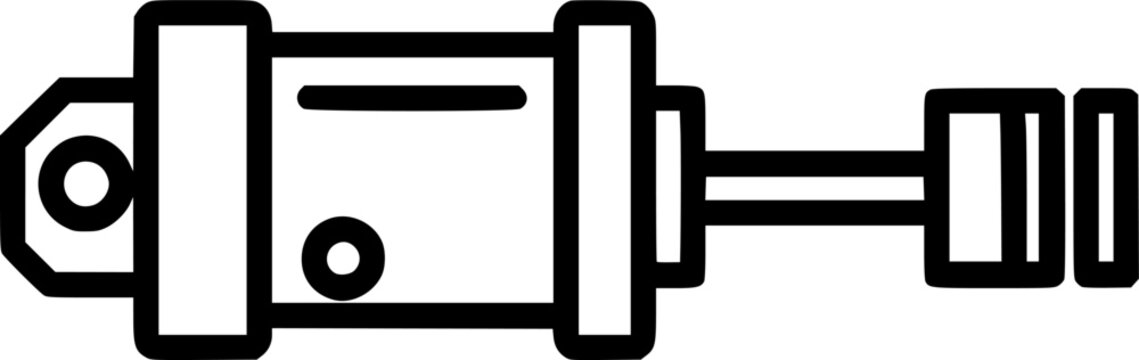 Pneumatic cylinder actuator outline icon vector
