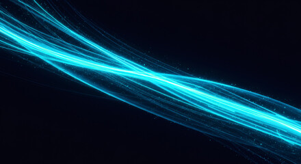 Abstract blue and black background texture. Dynamic curves ands blurs pattern. Detailed fractal graphics. Science and technology concept