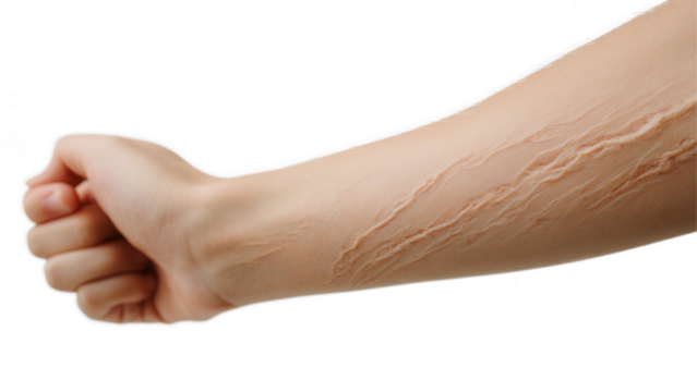 Healing skin addressing stretch marks on arms home treatment close-up self-care wellness
