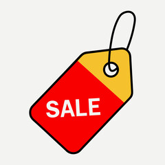 A red and yellow sale tag, representing discount offer and promotional marketing campaign vector illustration