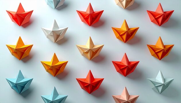 Colorful Origami Boats Pattern A Creative Design