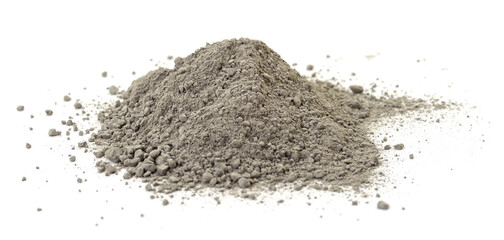 Heap of dry cement powder isolated on white background