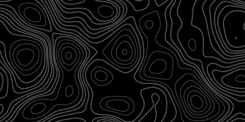Abstract topographic contours map background. Topographic map and landscape terrain texture grid. Terrain map. Contours trails, Abstract outline topographic contour map. waves on black background.