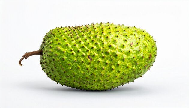 Fresh Soursop Fruit Green, Spiky, Tropical, Sweet, Delicious, Annona muricata, Isolated, White Backg, Generated image