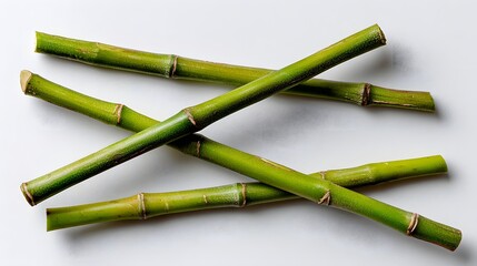Fototapeta premium Fresh sugarcane stalks isolated on white background.