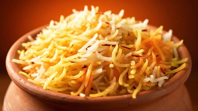 Delicious Indian Biryani in a Clay Pot Traditional Rice Dish.