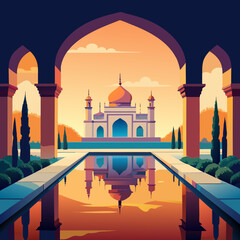 Taj Mahal Monument Illustration