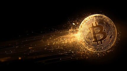 Glowing Bitcoin Cryptocurrency Coin Digital Currency Abstract Background