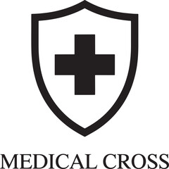 Obraz premium Medical Cross Shield Symbol Vector Illustration for Healthcare and Emergency Services Design