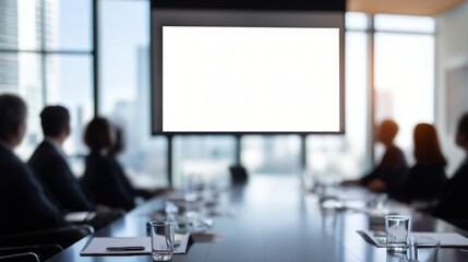 Business Meeting Conference Room Presentation Blank Screen Projector Modern Office
