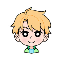 A man with a straight face, cute cartoon style