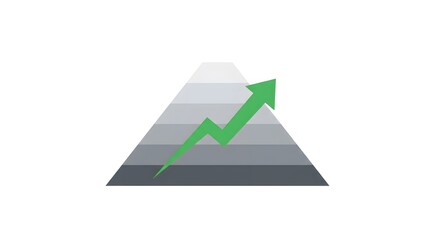 Icon of growth arrow inside layered pyramid