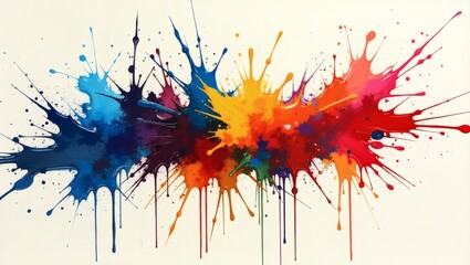 Fototapeta premium Colorful watercolor splashes and art background. Featuring vibrant splashes and vibrant colors, it's ideal for expressing artistic themes and designs