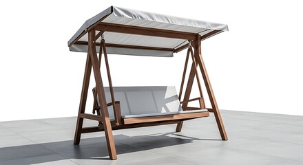Modern Wooden Outdoor Swing with Canopy, Simple Design.