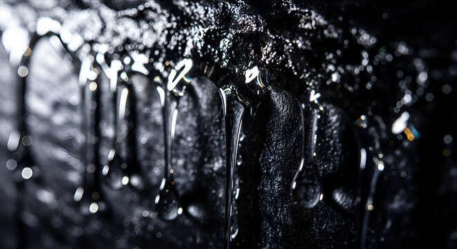 Abstract Black Tar Drips - Dark, Viscous, and Ominous Texture.