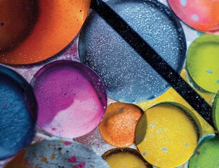 Colorful Paint Circles Abstract Background.