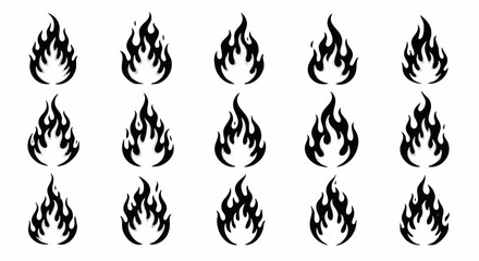 Dynamic flame icons ignite designs with fiery energy, perfect for bold graphics and energetic branding