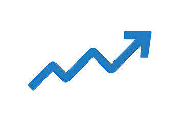 Blue arrow graph showing upward trend and growth