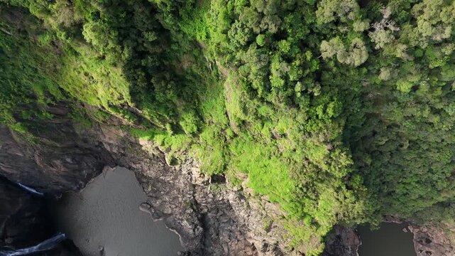 Barron Gorge National Park, Kuranda, Queensland, Australia &ndash; 4K Aerial Drone Footage of Barron Falls, Lush Rainforest, Skyrail Gondola, Kuranda Train, and Scenic Cairns Hinterland Landscape