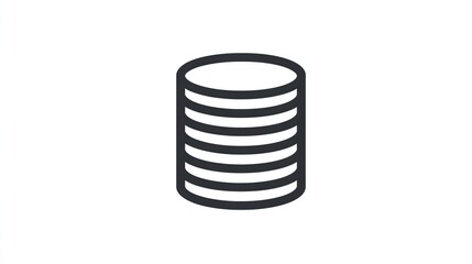 Stack of coins, outlined in dark gray, against a white background.  Simple, cylindrical shape with horizontal lines representing stacked coins