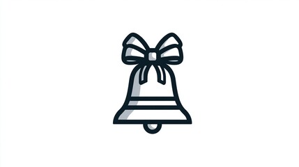 A simple, line-art illustration of a bell adorned with a bow, rendered in shades of gray and black against a white background; suggesting notification or celebration