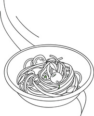 Minimalist illustration of pasta with the italian flag colors and elements