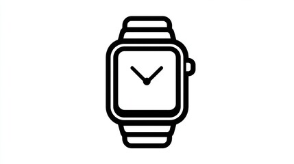 Simple black line art of a modern smartwatch