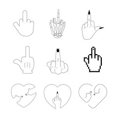 Obraz premium middle finger outline isolated on white background.