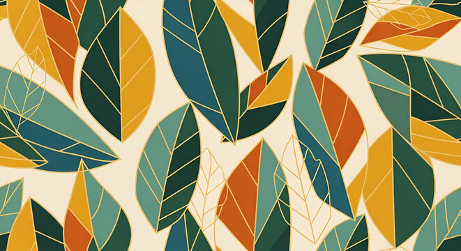 Colorful Autumn Leaves Pattern - A Vibrant Botanical Design.