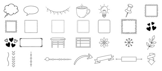 Set of Hand Drawn Doodle Elements for Journals and Planners